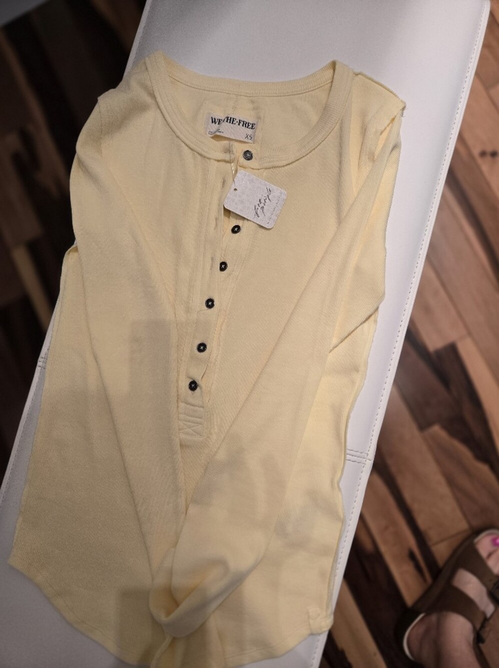 We The Free Pale Yellow Long Sleeve Henley